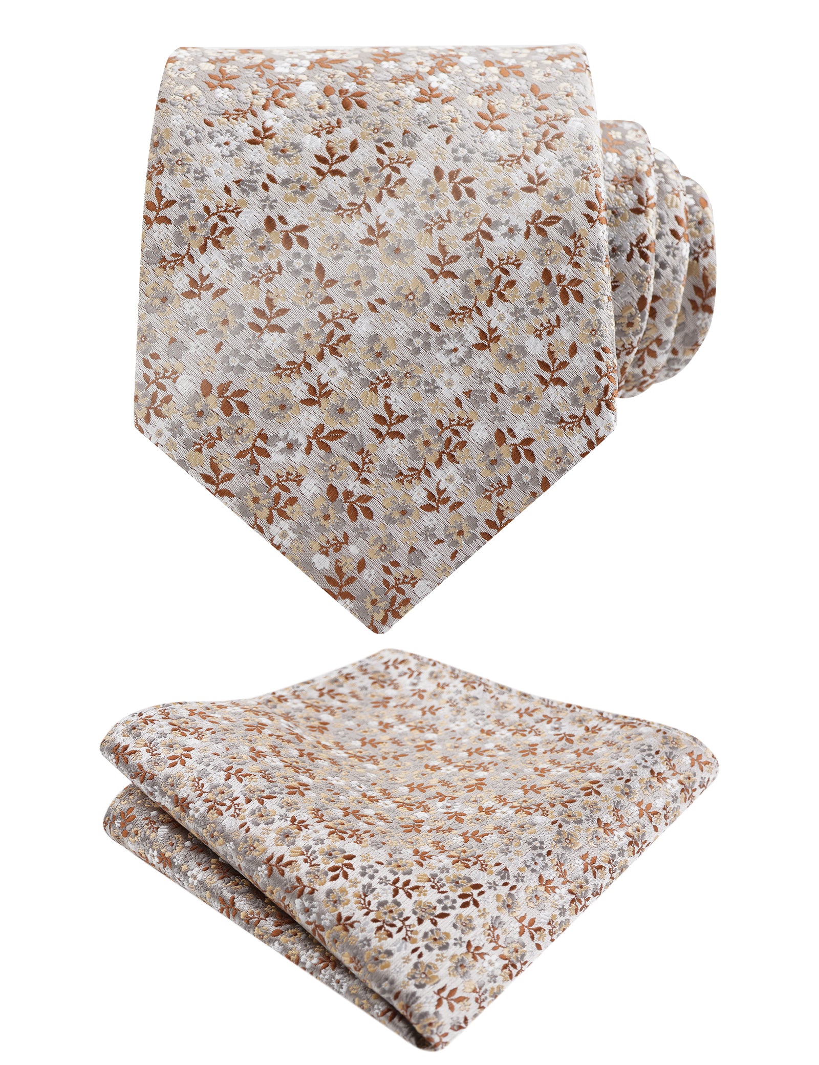 Mens 3.15inches Exquisite Floral Tie with Small Flower Printed Pocket Square-142