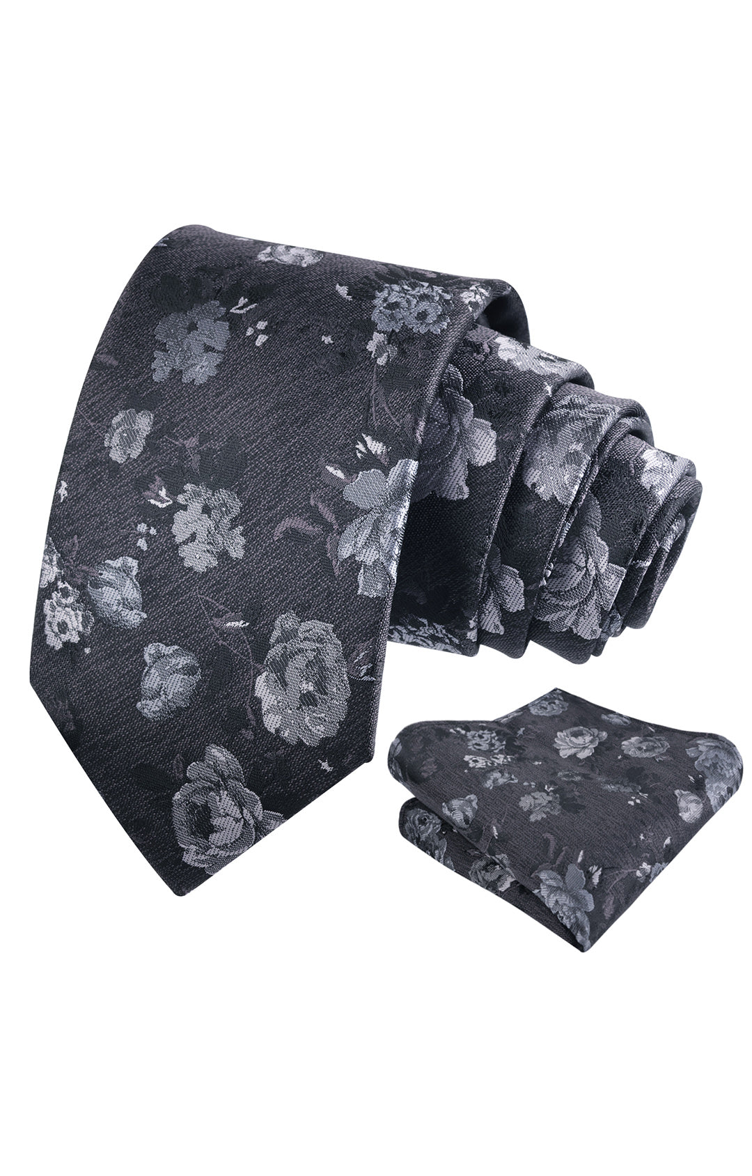 Mens 3.15inches Flower Patterned Tie with Floral Printed Pocket Square