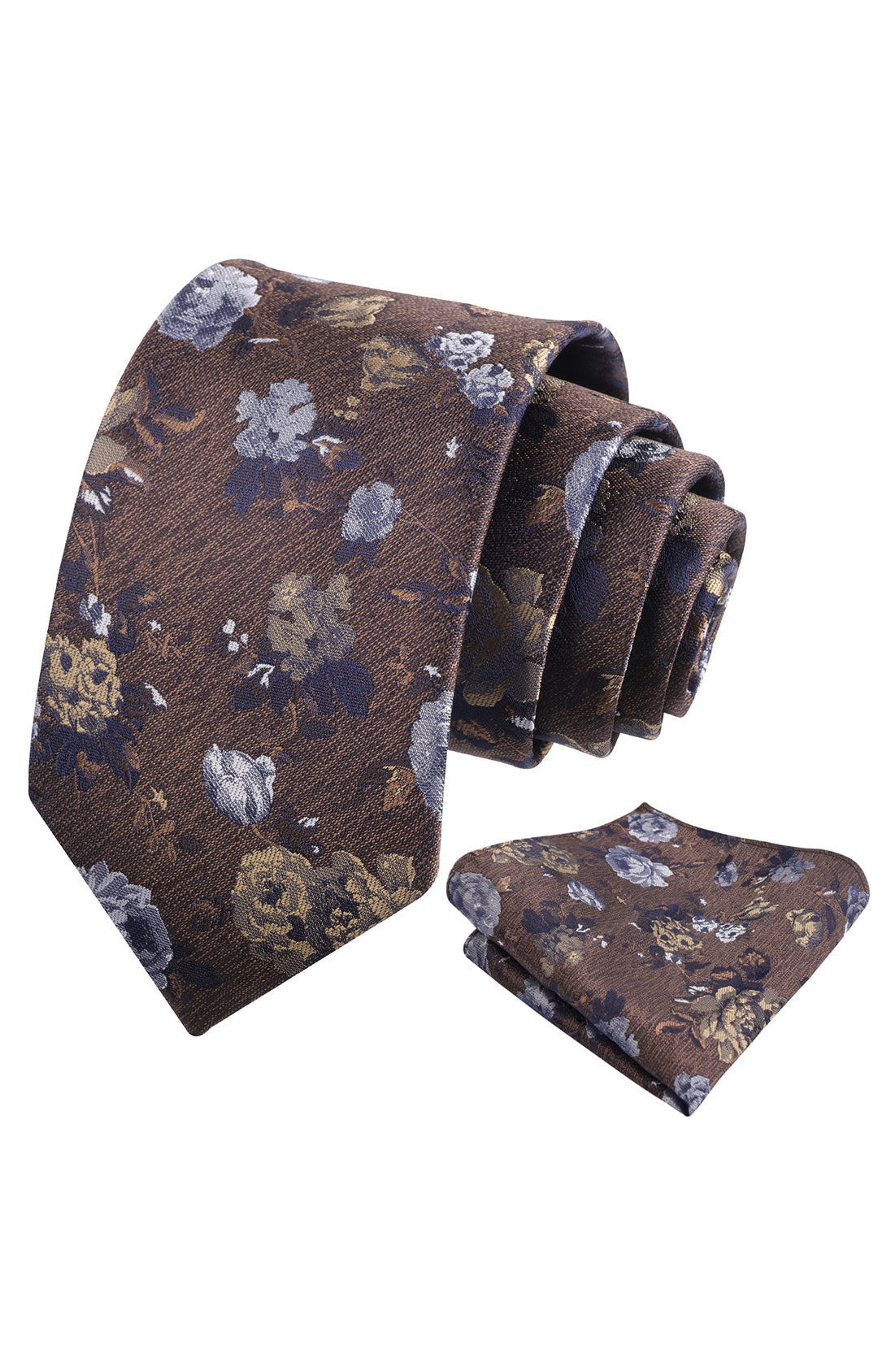 Mens 3.15inches Flower Patterned Tie with Floral Printed Pocket Square