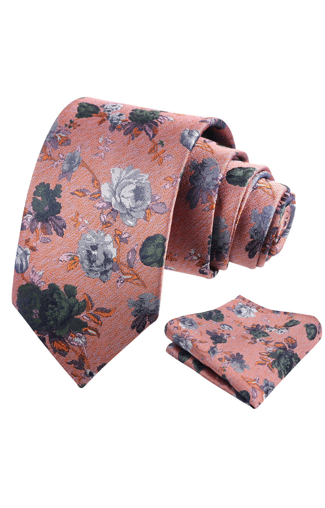 Mens 3.15inches Flower Patterned Tie with Floral Printed Pocket Square