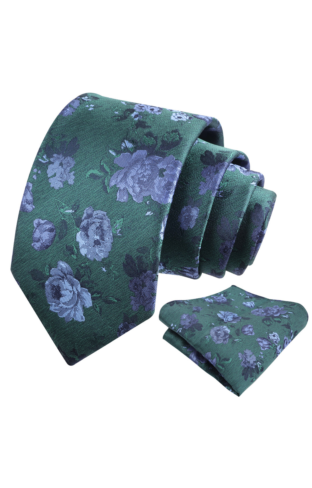 Mens 3.15inches Flower Patterned Tie with Floral Printed Pocket Square