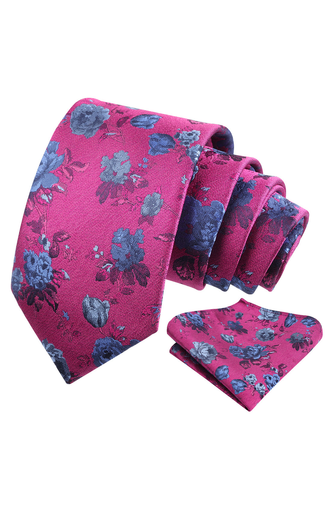 Mens 3.15inches Flower Patterned Tie with Floral Printed Pocket Square