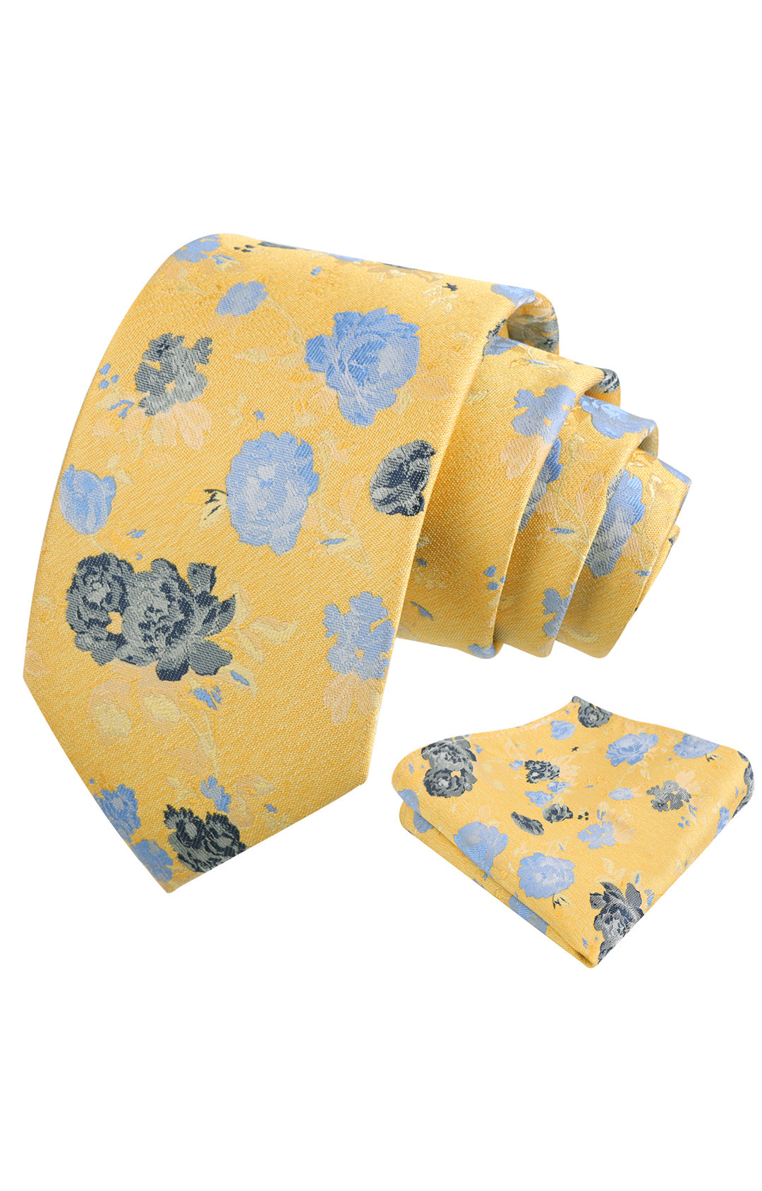 Mens 3.15inches Flower Patterned Tie with Floral Printed Pocket Square