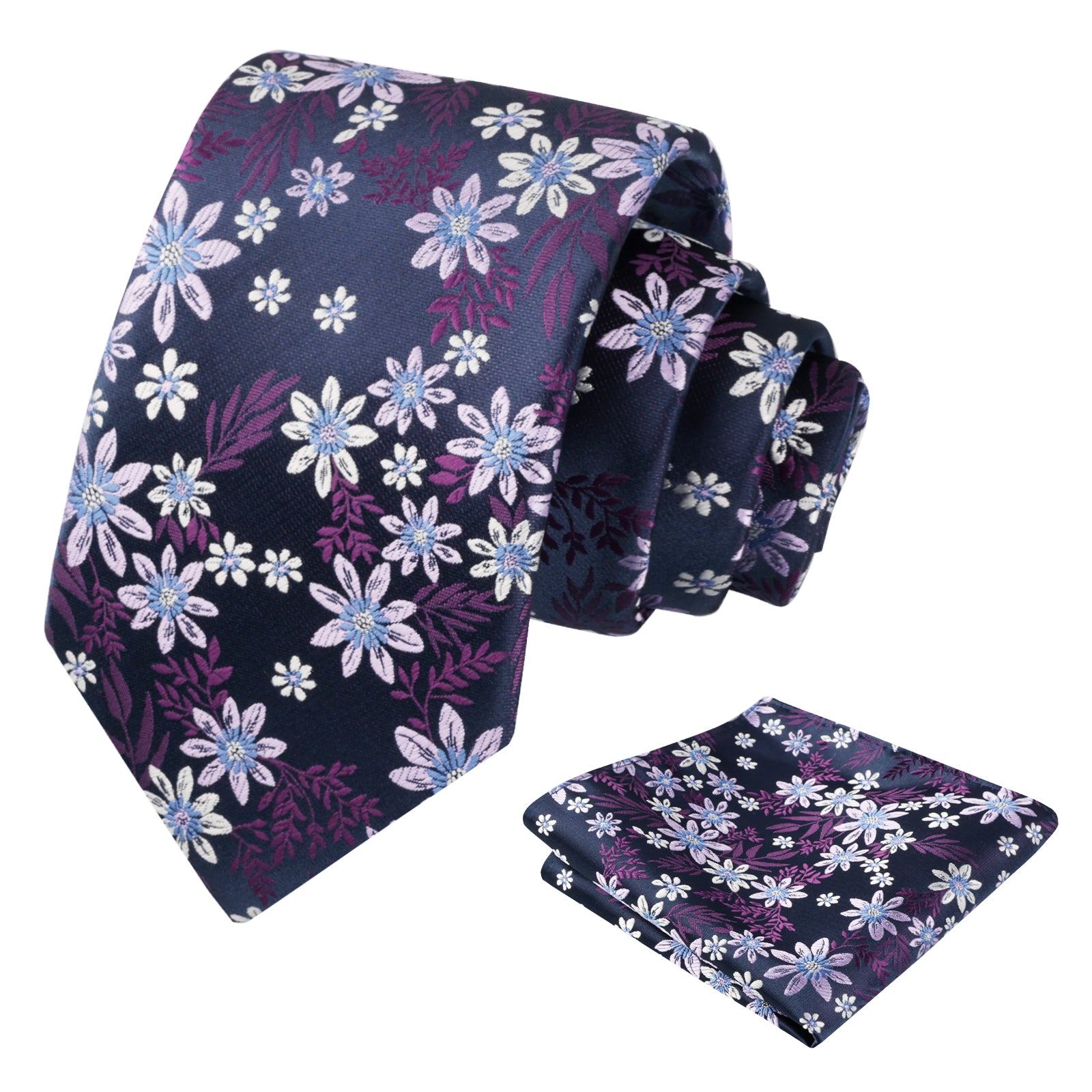 Men's 3.15'' Leaf Flower Pattern Tie with Floral Pocket Square Set, 146