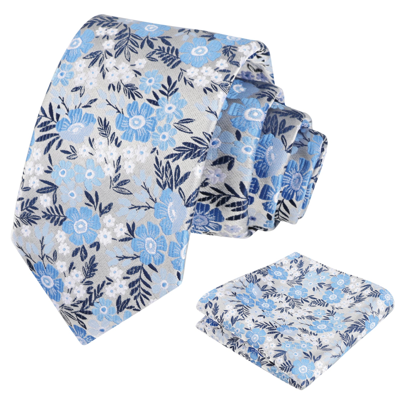 Men's 3.15'' Leaf Flower Pattern Tie with Floral Pocket Square Set, 146