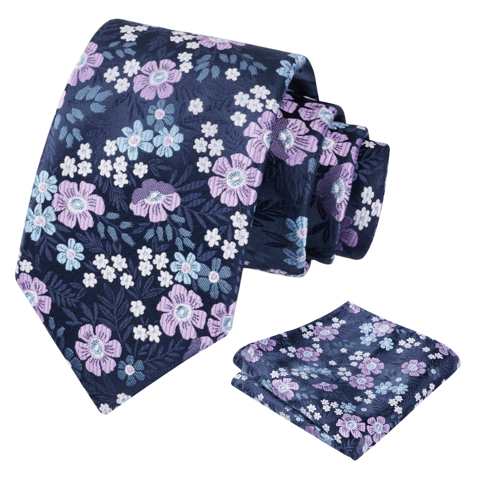 Men's 3.15'' Leaf Flower Pattern Tie with Floral Pocket Square Set, 146