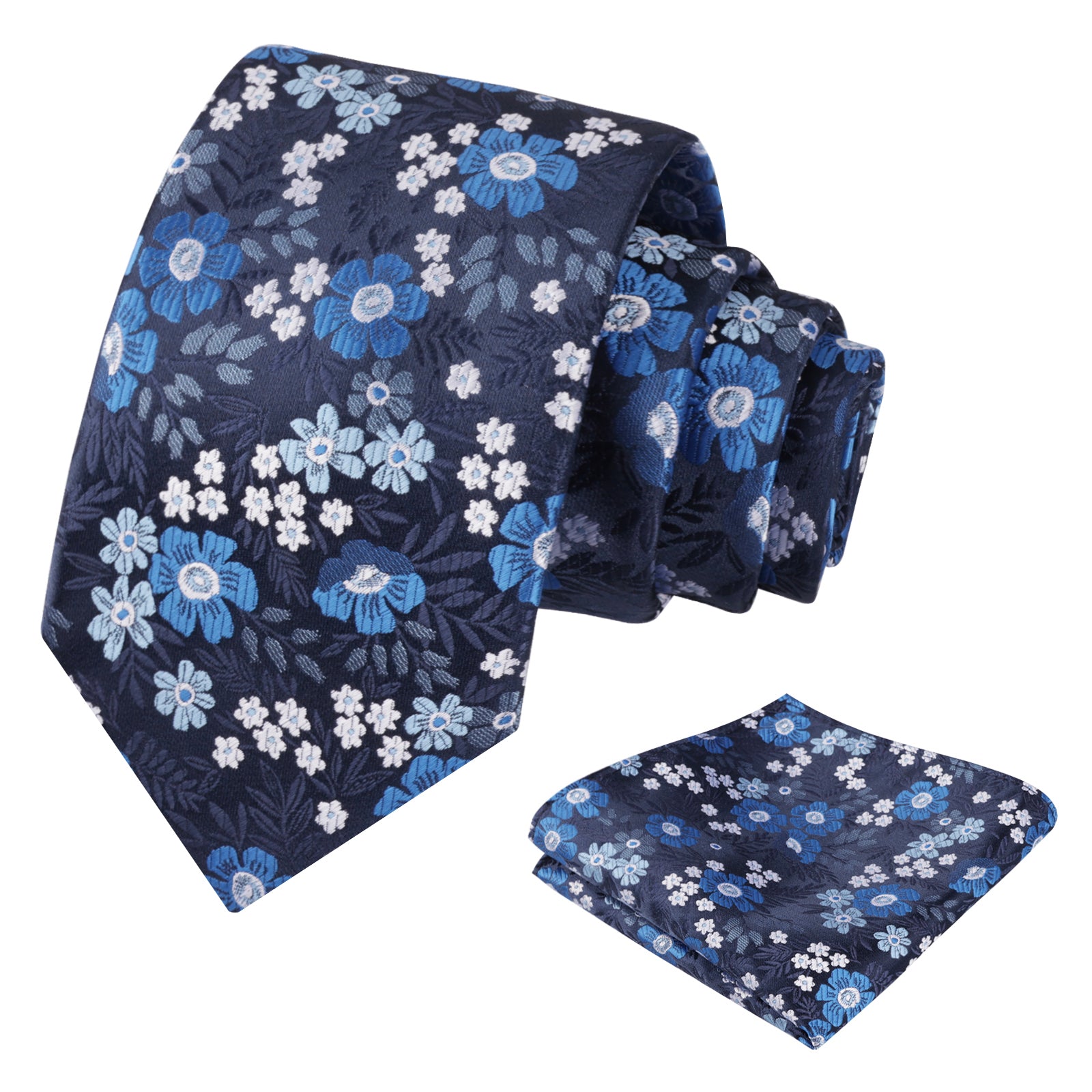 Men's 3.15'' Leaf Flower Pattern Tie with Floral Pocket Square Set, 146
