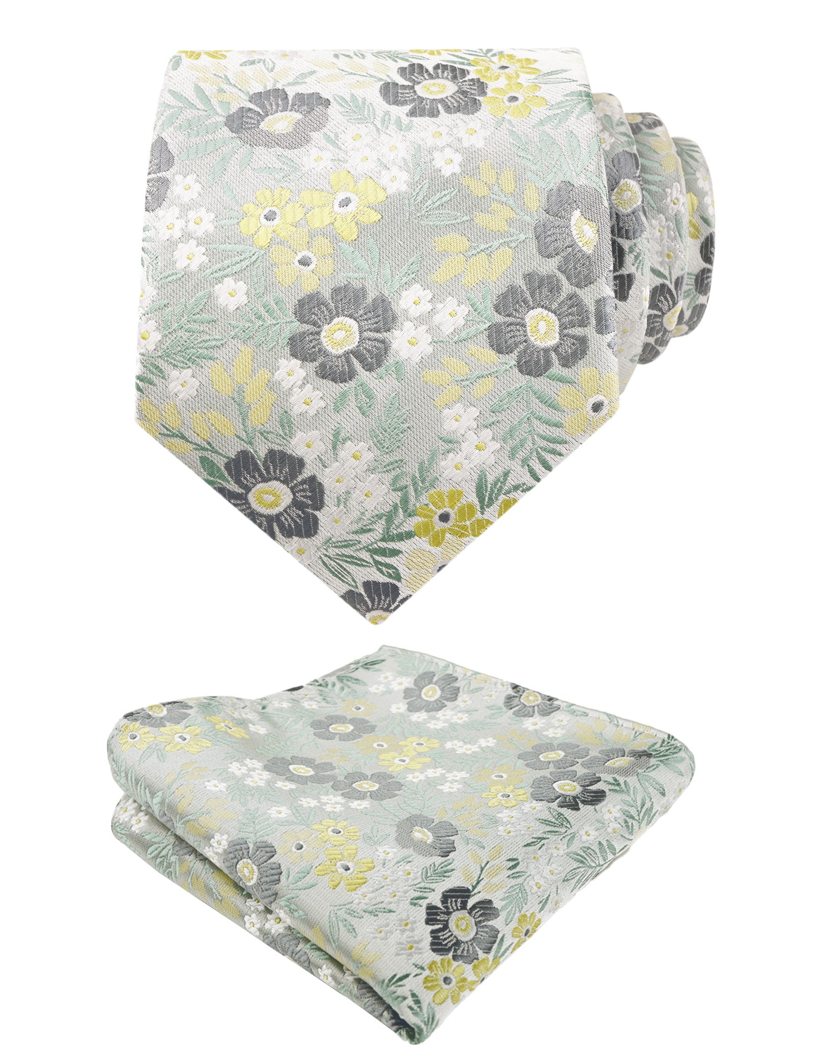 Mens 3.15'' Flower Pattern And Handkerchief Necktie Set-146