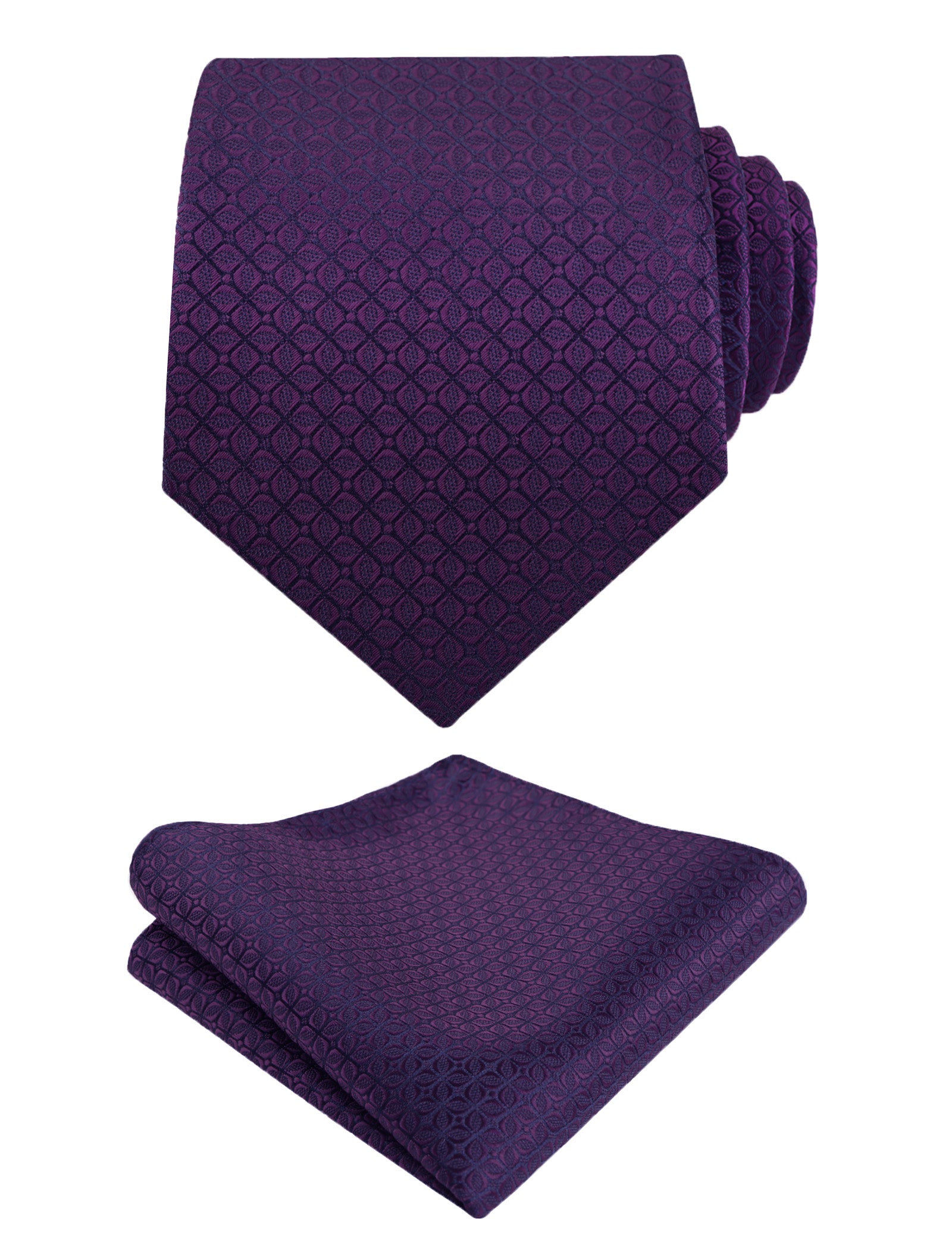 Mens Vintage Solid Plaid Tie with Pocket Square 3.15" Necktie Set-149