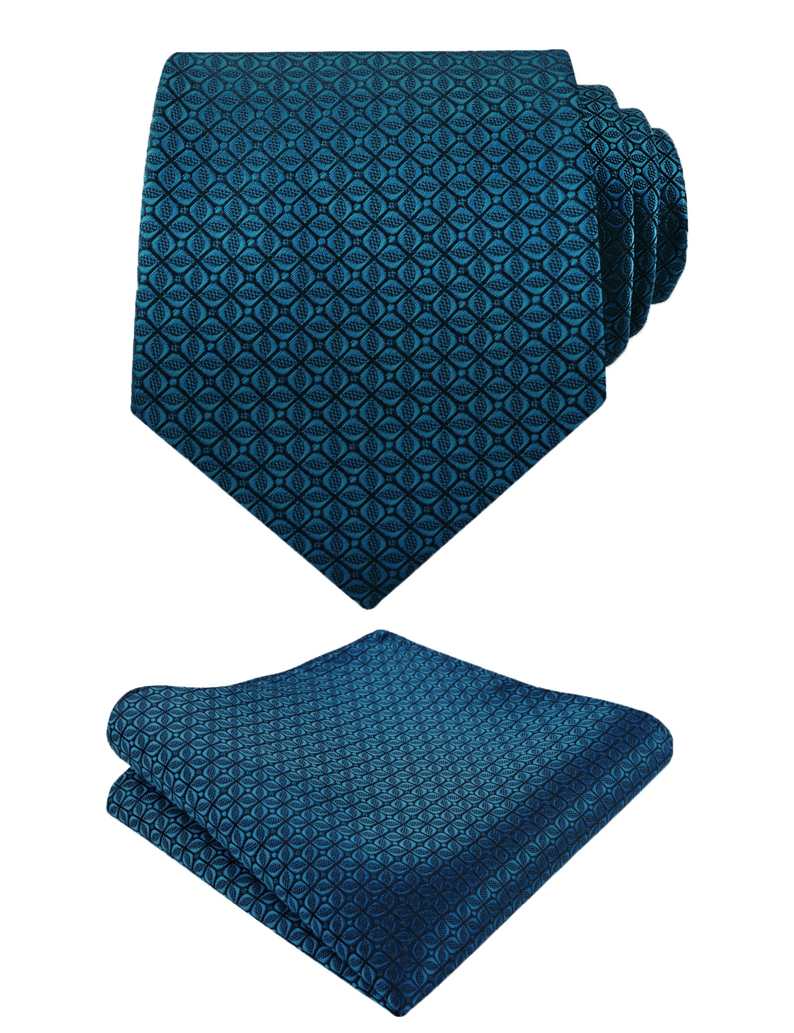Mens Vintage Solid Plaid Tie with Pocket Square 3.15" Necktie Set-149