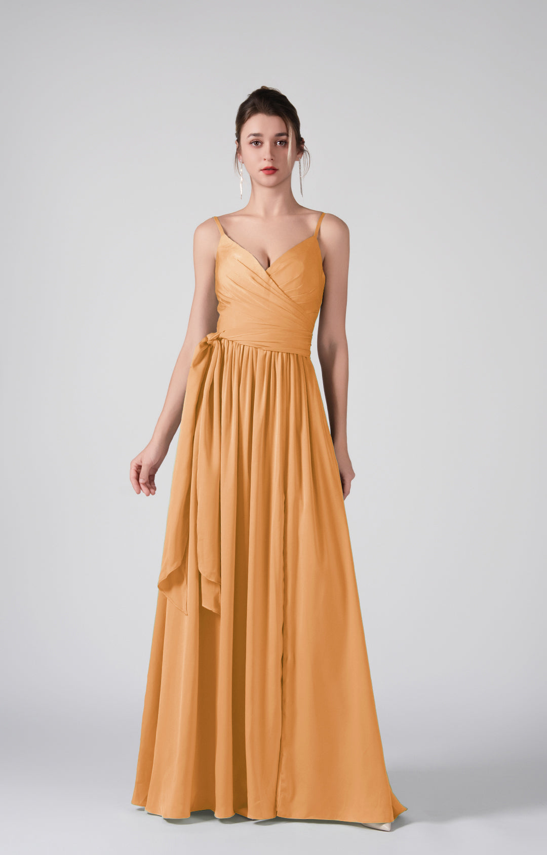 Spaghetti Straps Front Slit Backless Dresses