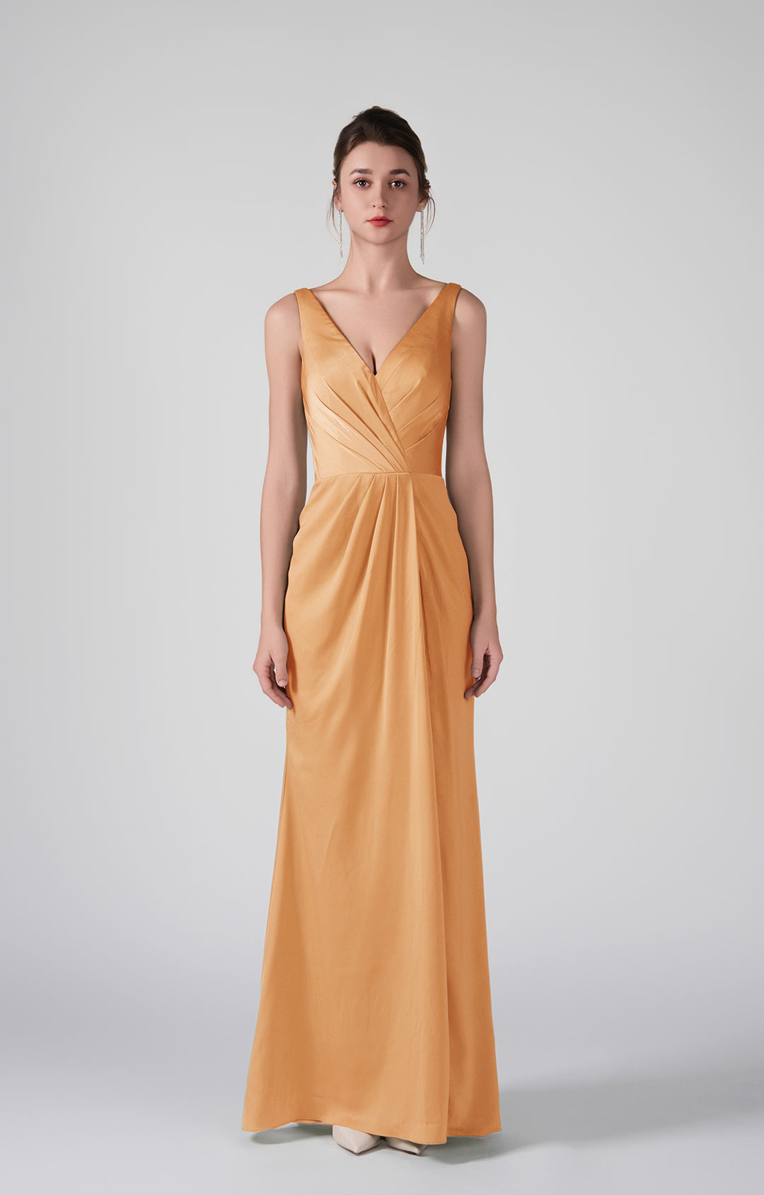 Deep V-Neck Flattering Pleated Warp Hip Elegant Dresses