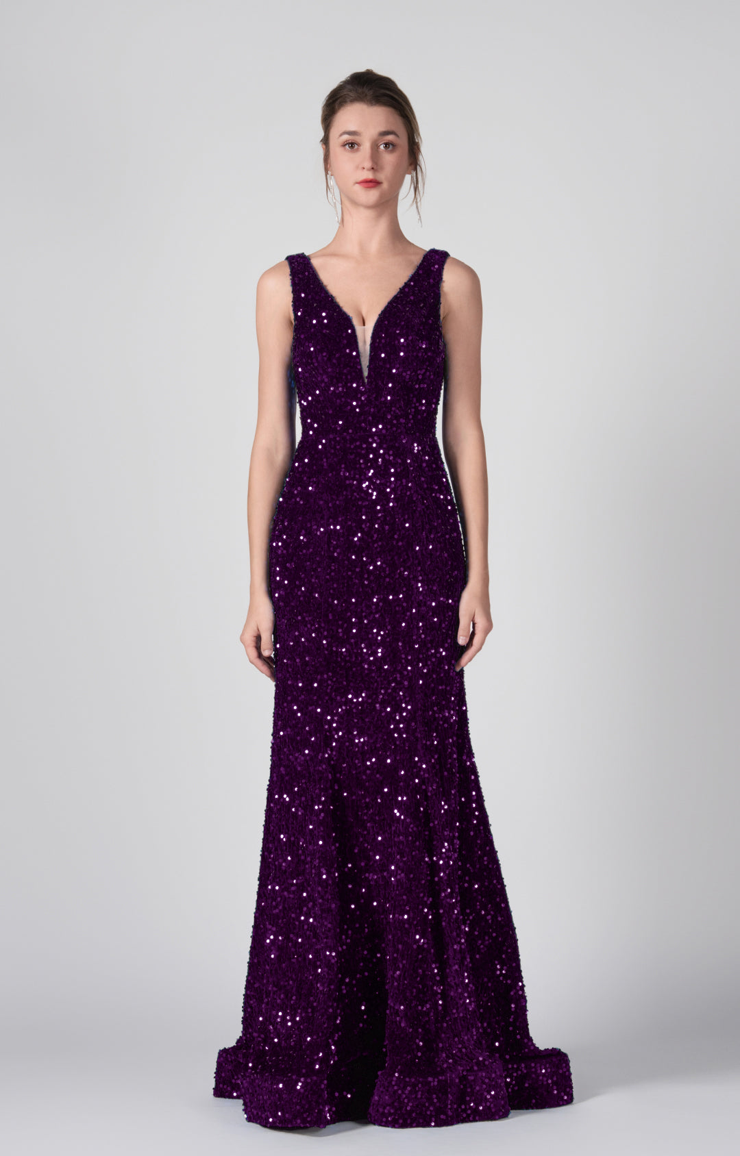 Deep V-Neck Sequin Wrap-Hip Mermaid Dresses