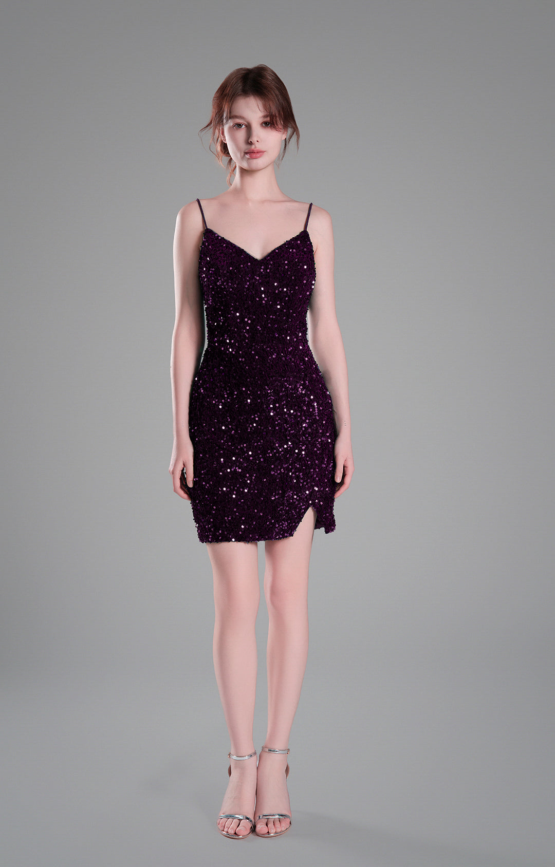 Spaghetti Straps Sparkling Velvet Sequin Mini Dress