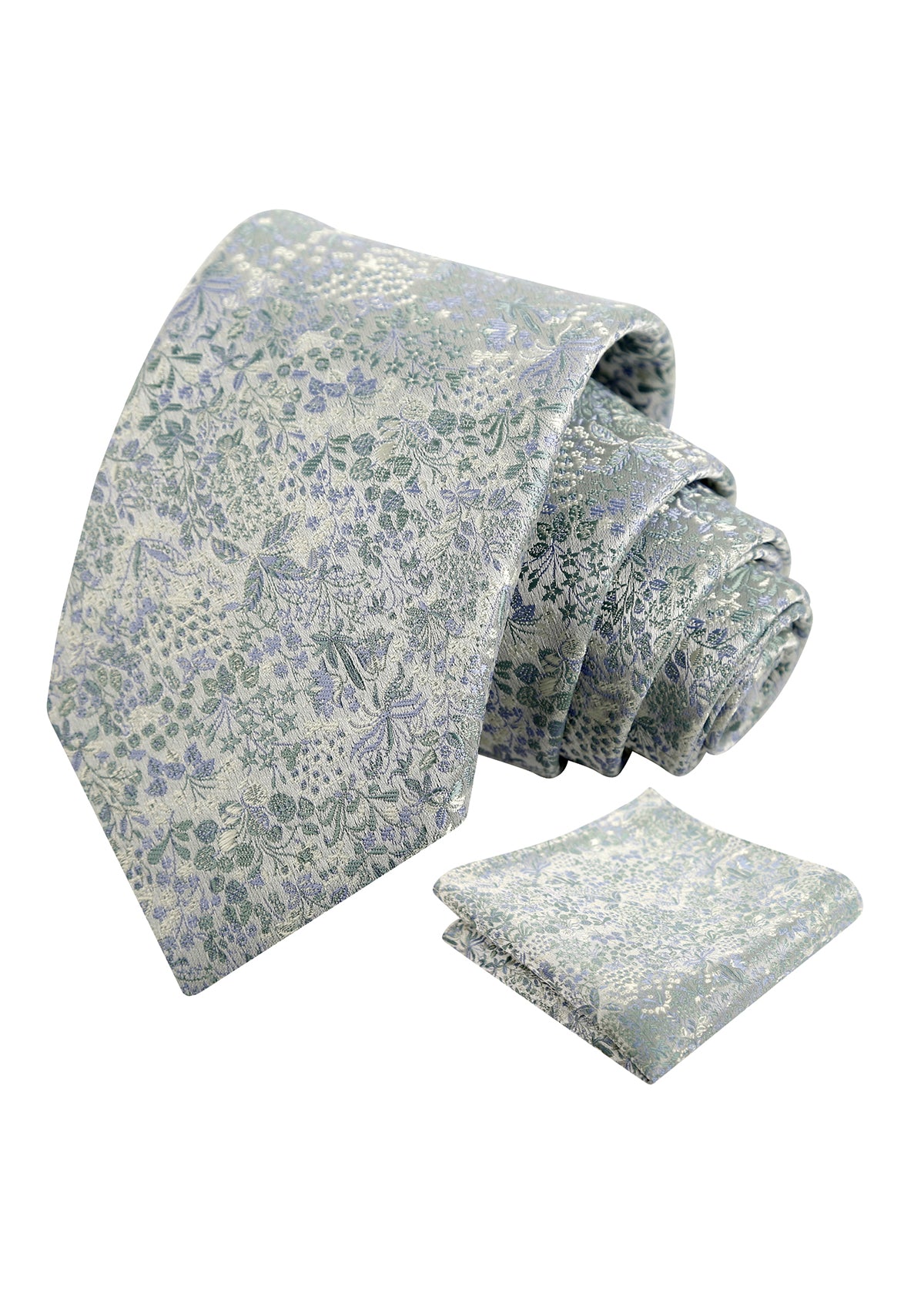 Mens Fresh Ditsy Floral Tie Set with Pocket Square for Spring Events-930