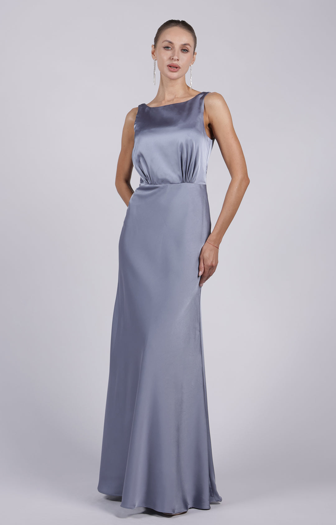 Elegant Sleeveless Square Neckline  Deep V-back Slim Dresses