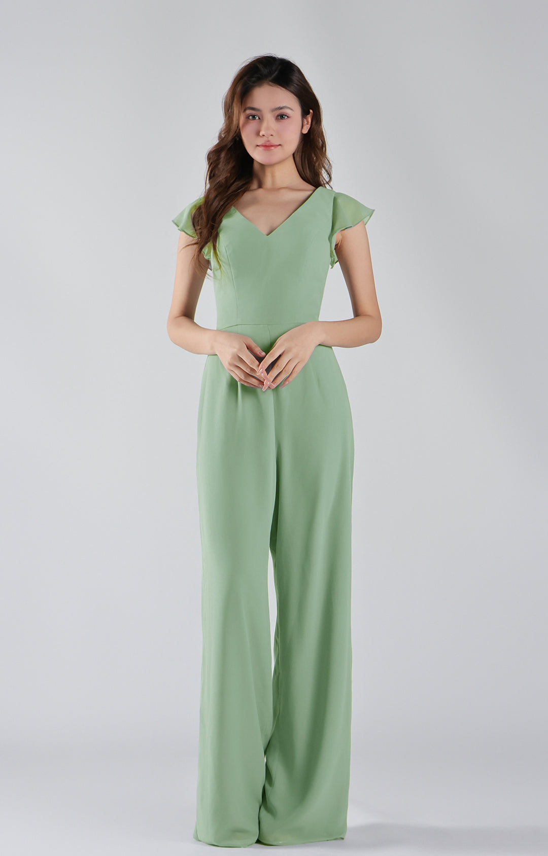 Combinaison en mousseline à manches flottantes et col en V