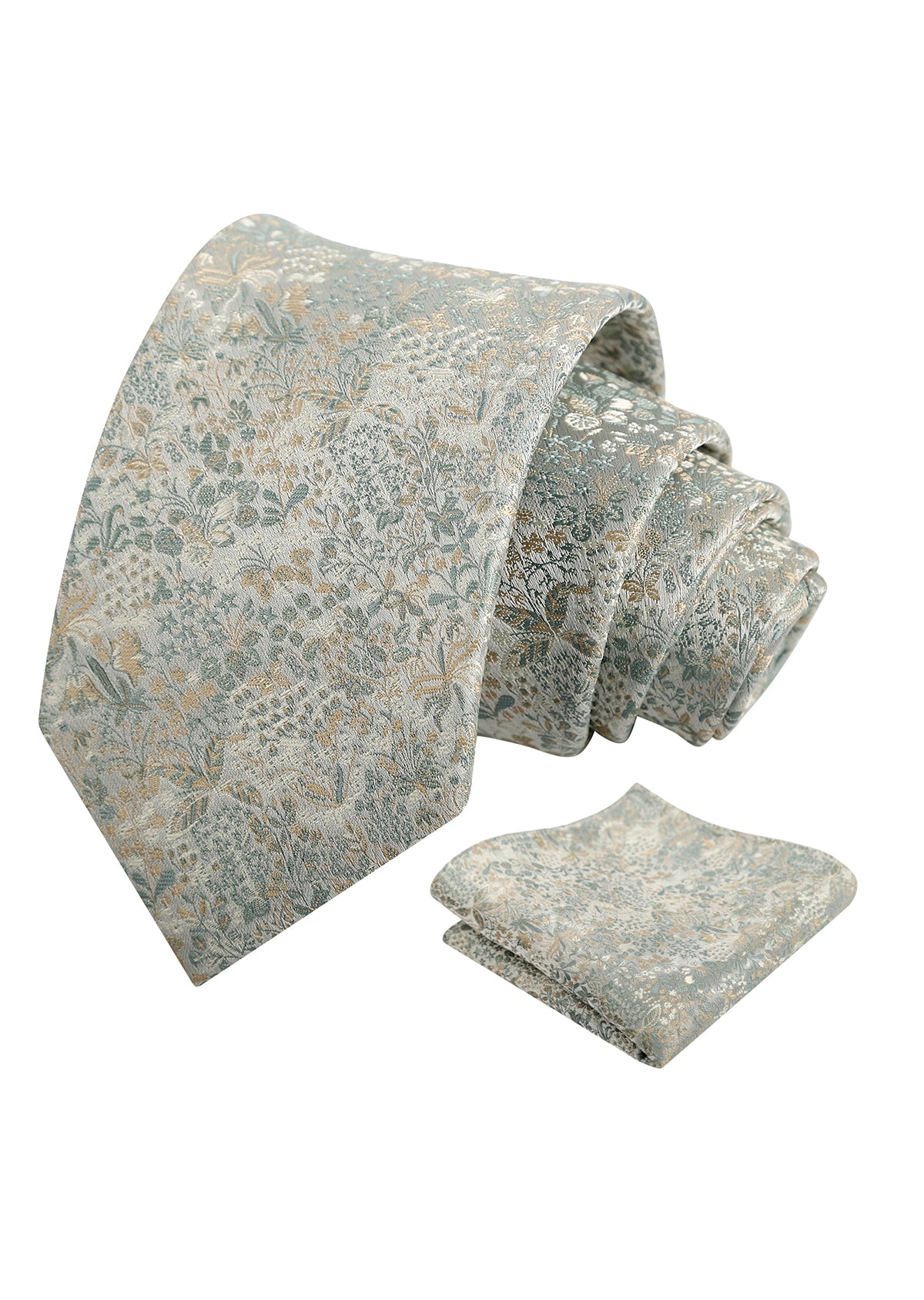 Mens Fresh Ditsy Floral Tie Set with Pocket Square for Spring Events-930