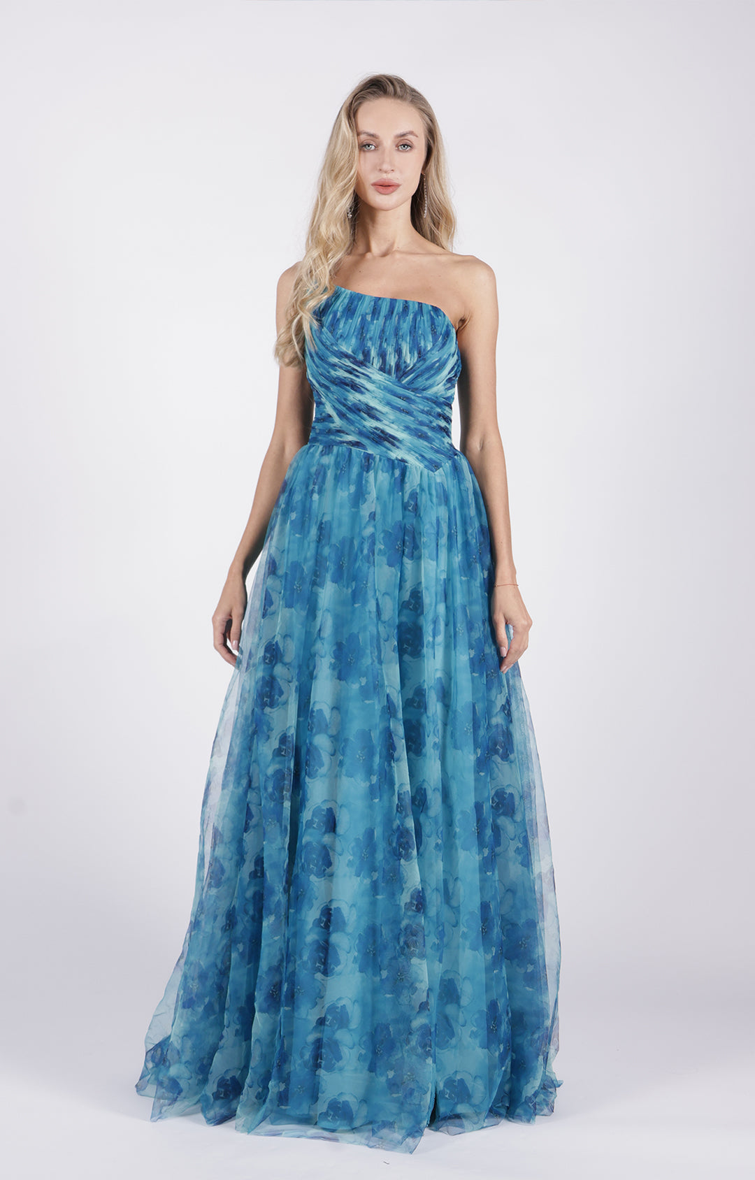 Size 4 Pleated Floral Printed  A-Line Maxi Dress