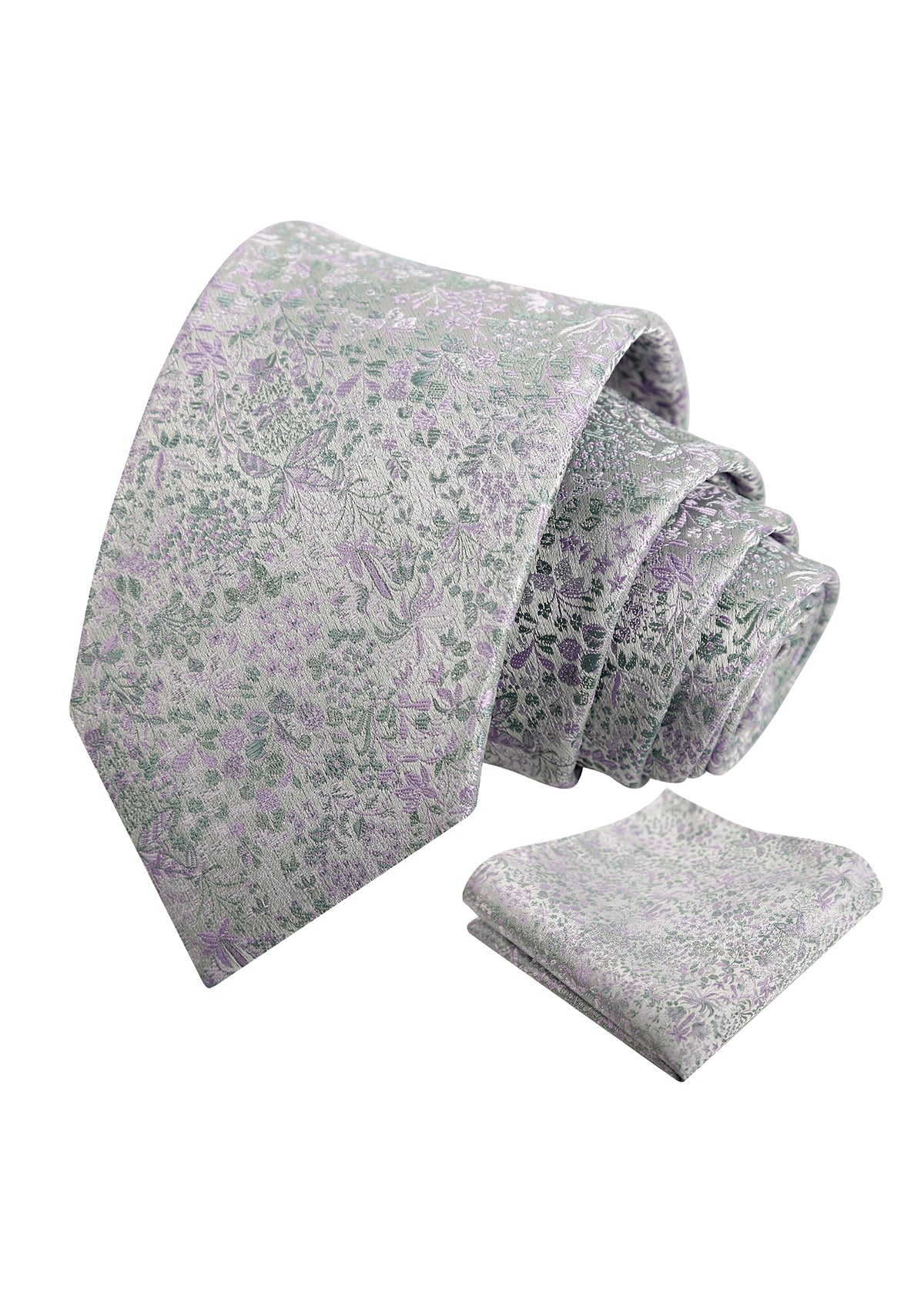 Mens Fresh Ditsy Floral Tie Set with Pocket Square for Spring Events-930