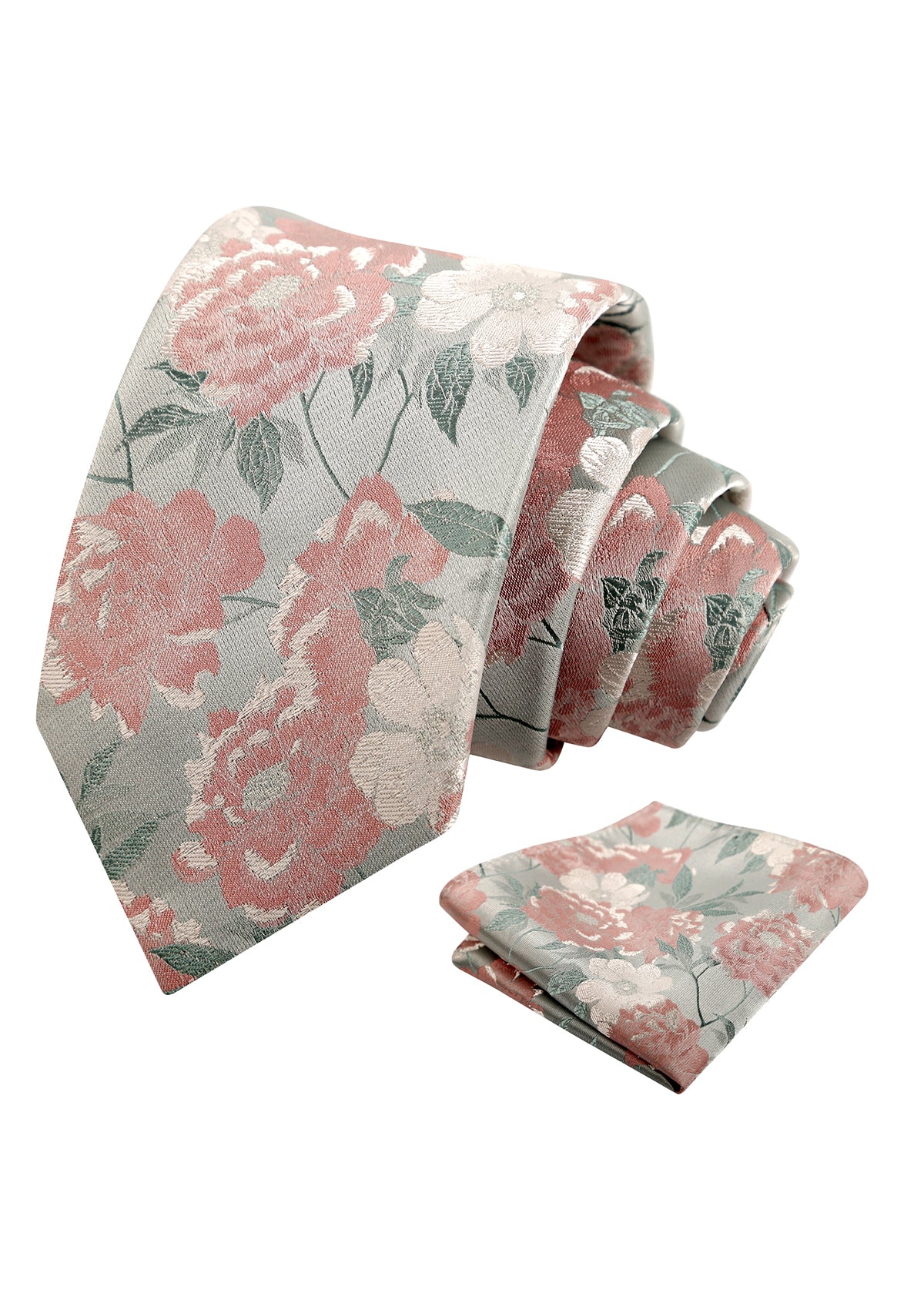 Mens 3.15 Inch Romantic Garden Floral Tie Set for Spring Weddings and Parties-925
