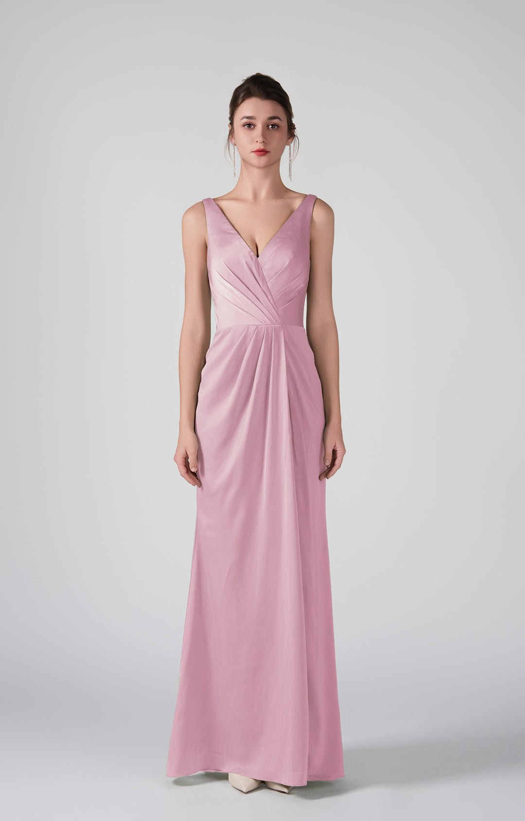 Deep V-Neck Flattering Pleated Warp Hip Elegant Dresses