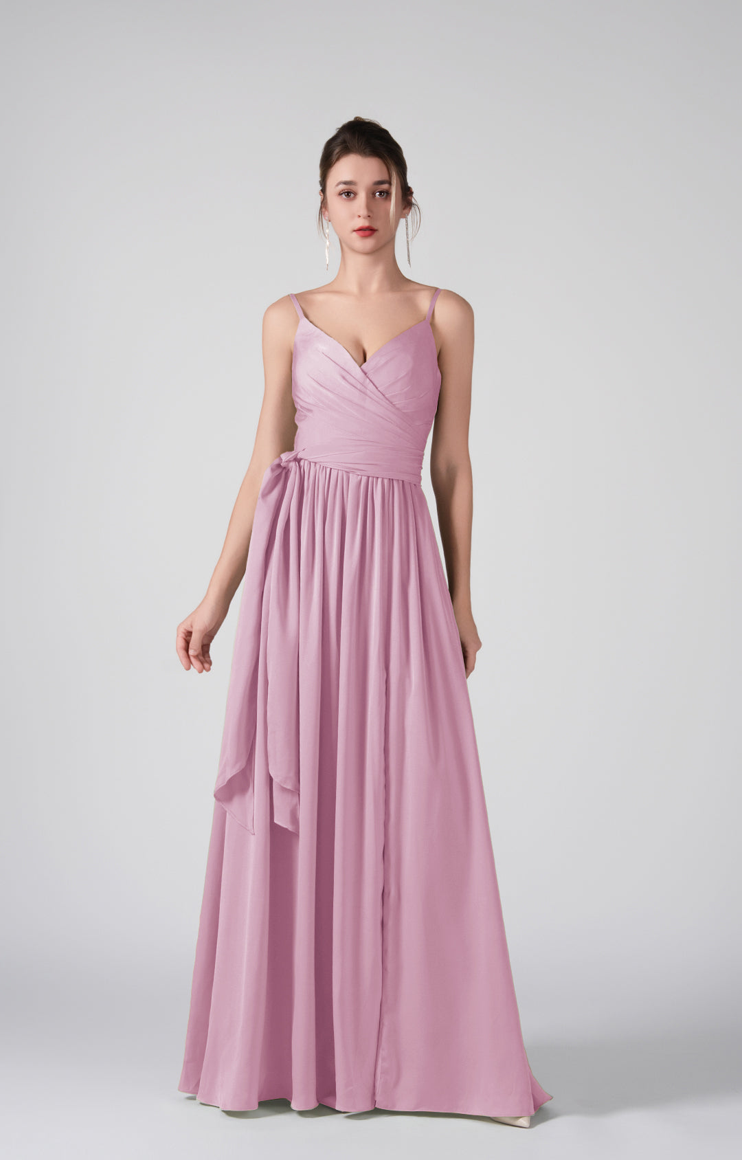 Spaghetti Straps Front Slit Backless Dresses