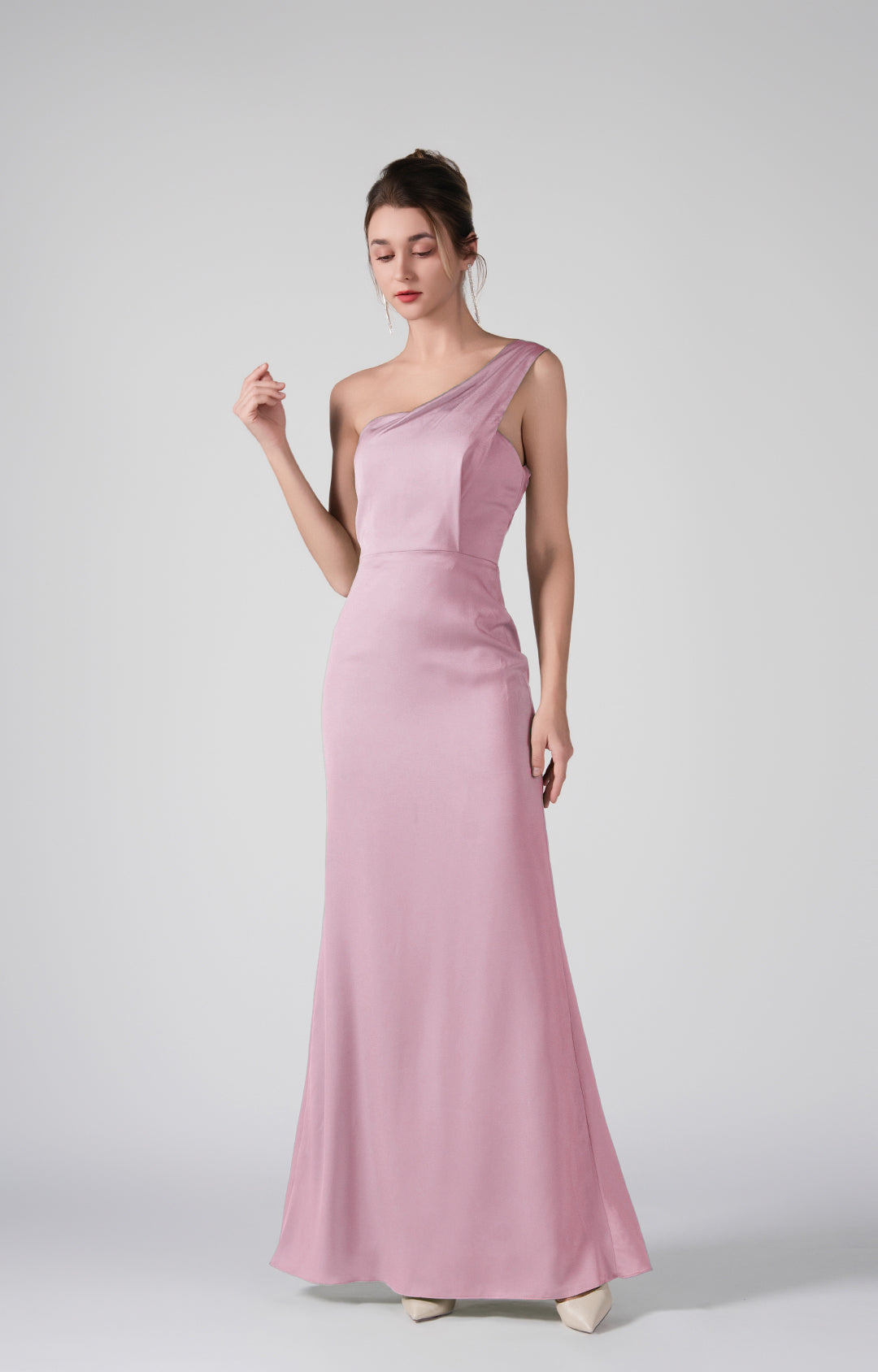 One-Shoulder Back Detail Warp Hip Dresses