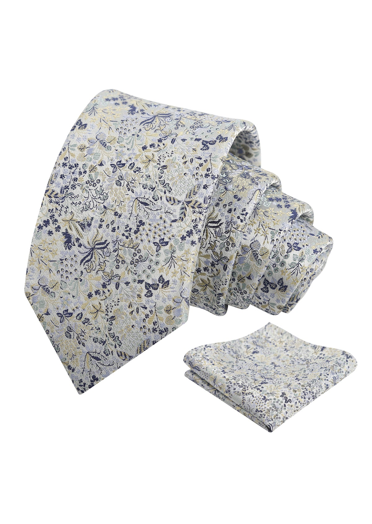 Mens Fresh Ditsy Floral Tie Set with Pocket Square for Spring Events-930