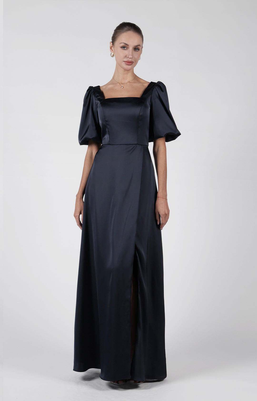 Size 4 A-Line Puffy Sleeve Bridesmaid Maxi Dress