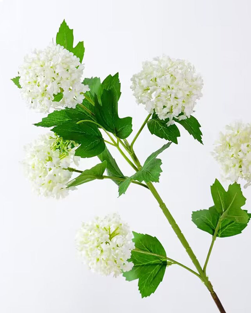 Lot de 7 hortensias artificiels blancs et verts pour décoration de table