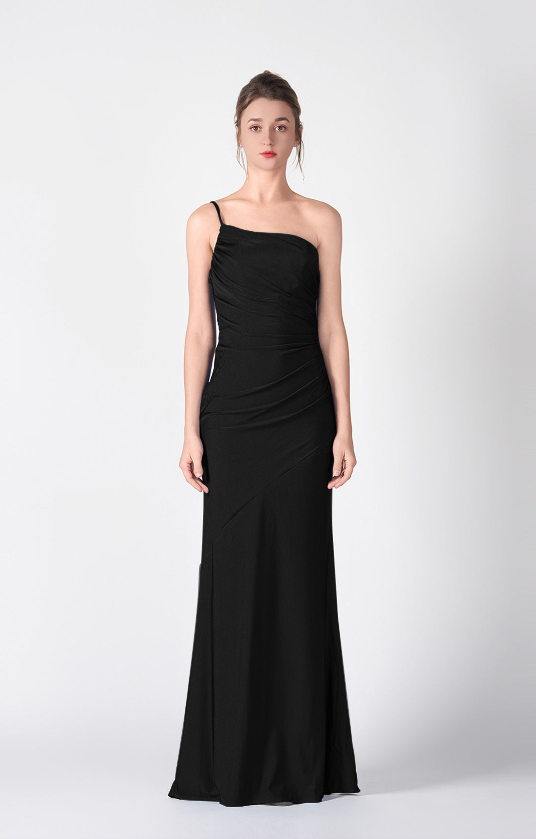 One-Shoulder Fitted Side Waist Wrap Hip Dresses