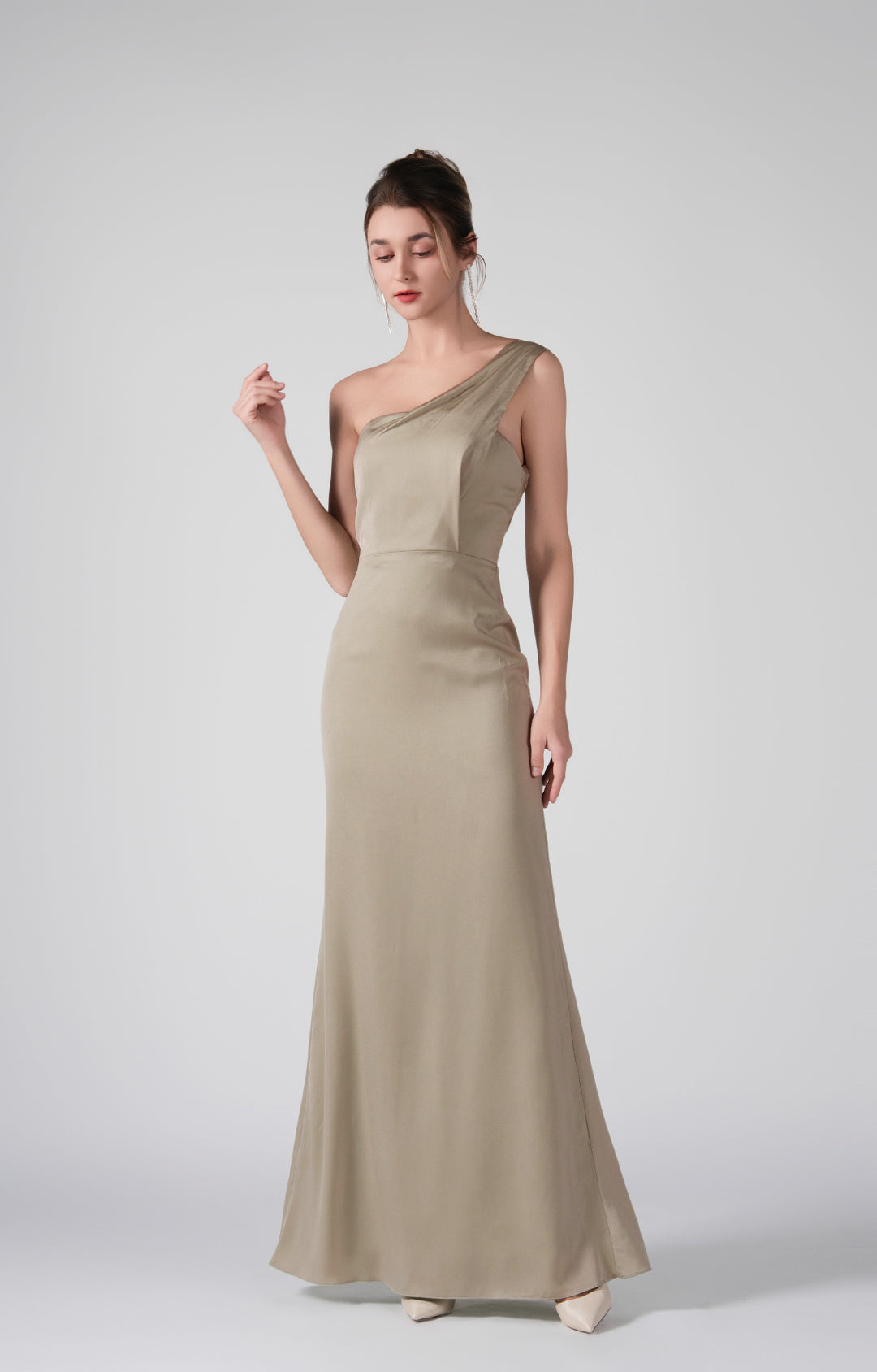 One-Shoulder Back Detail Warp Hip Dresses