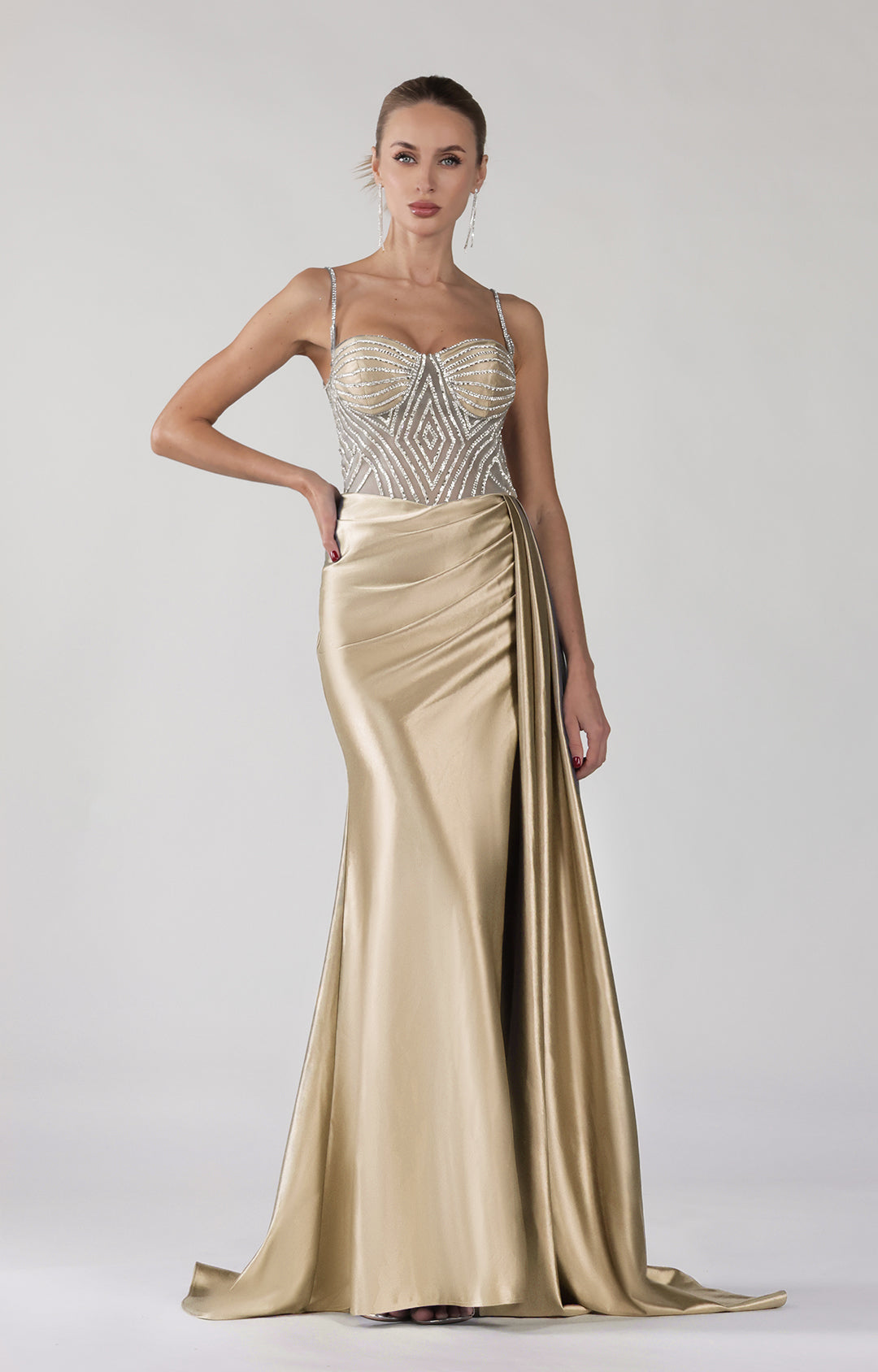 Spaghetti Straps Embellished Bodice Dresses