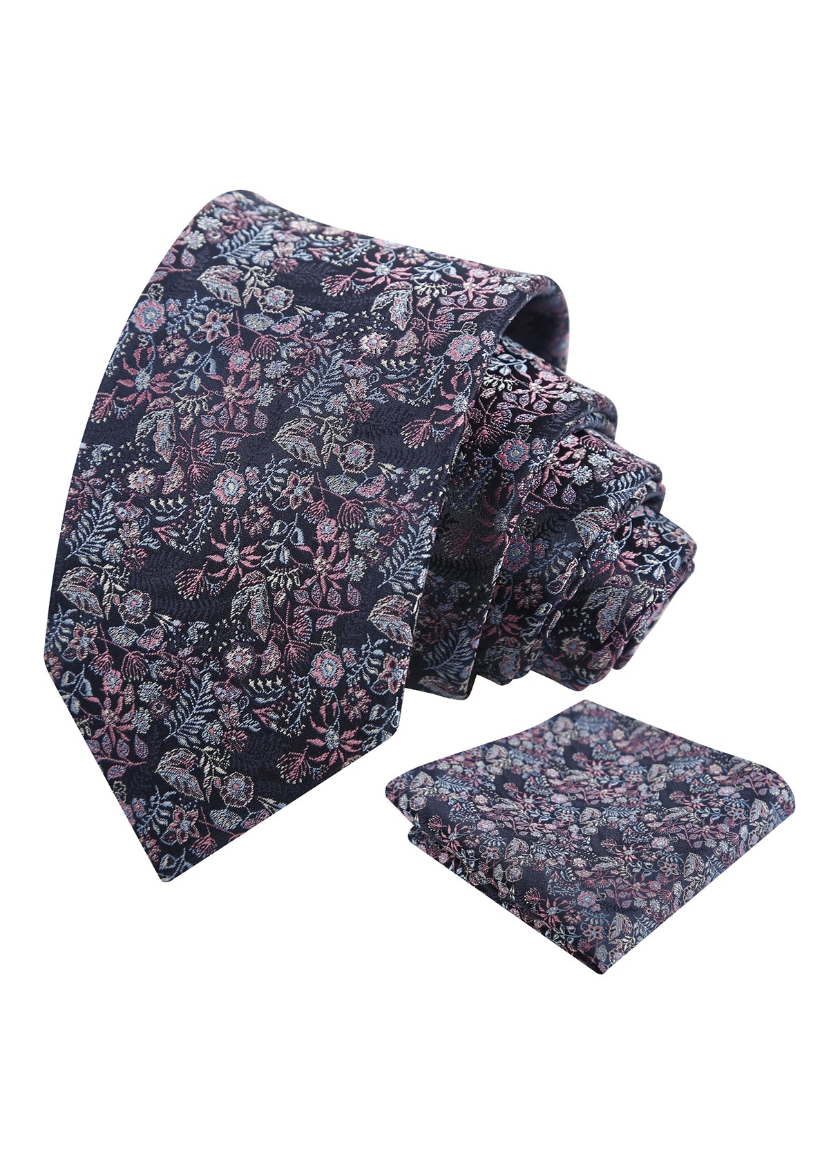 Mens Fresh Ditsy Floral Tie Set with Pocket Square for Spring Events-930