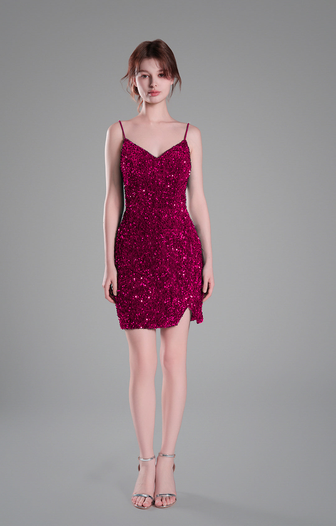 Spaghetti Straps Sparkling Velvet Sequin Mini Dress
