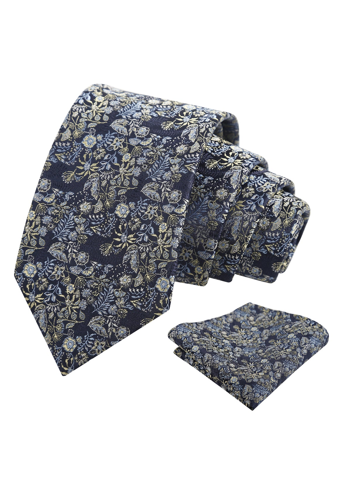 Mens Fresh Ditsy Floral Tie Set with Pocket Square for Spring Events-930
