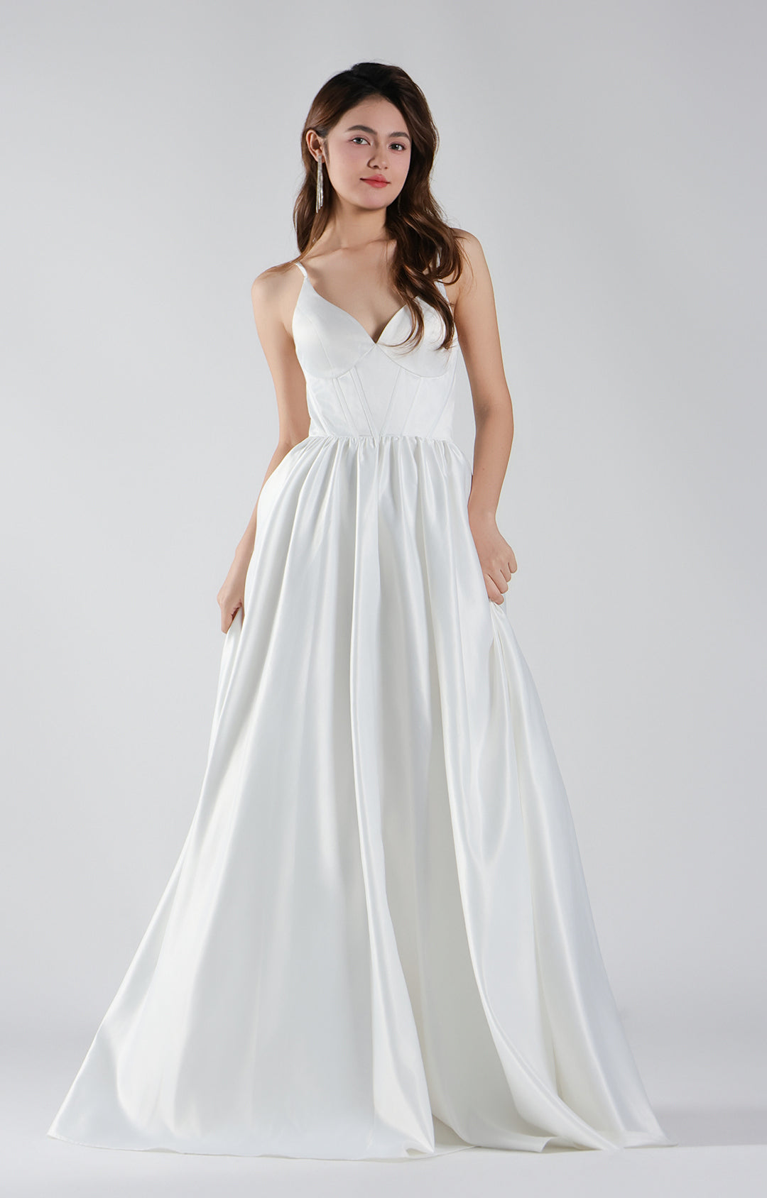 V-Neck Cross Adjustable Straps Bodice A-Line Dresses