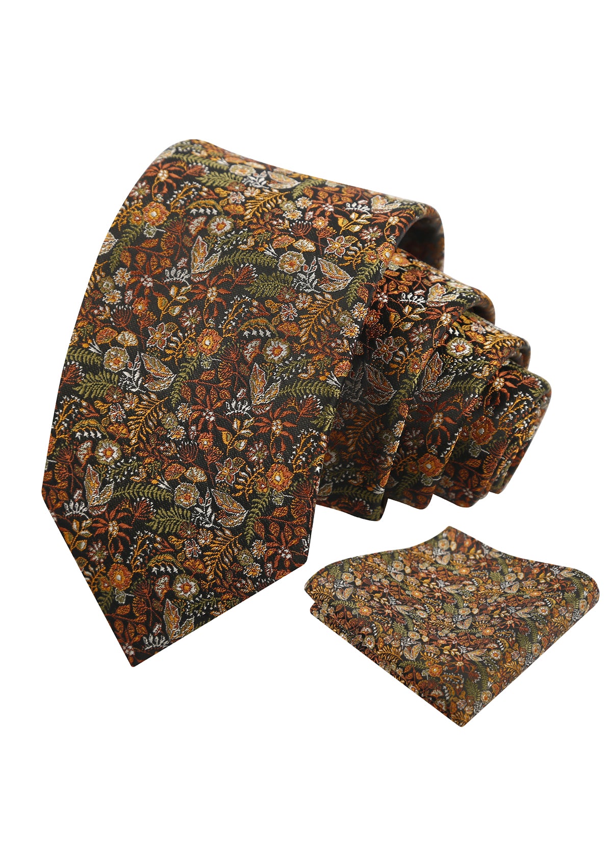 Mens Fresh Ditsy Floral Tie Set with Pocket Square for Spring Events-930