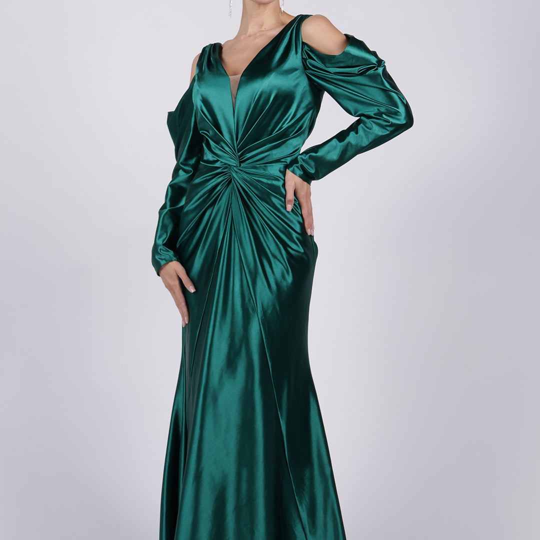 wide strap satin dress Aurora - Wide Strap Satin Midi Bodycon Dress