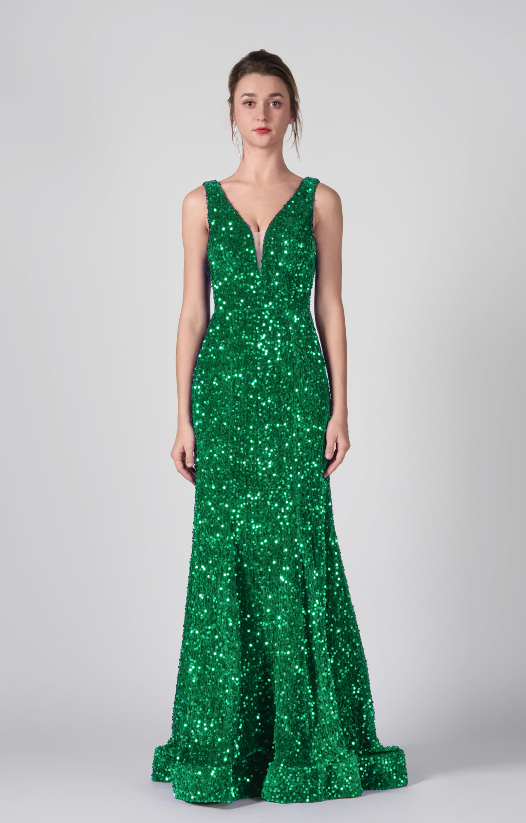 Deep V-Neck Sequin Wrap-Hip Mermaid Dresses
