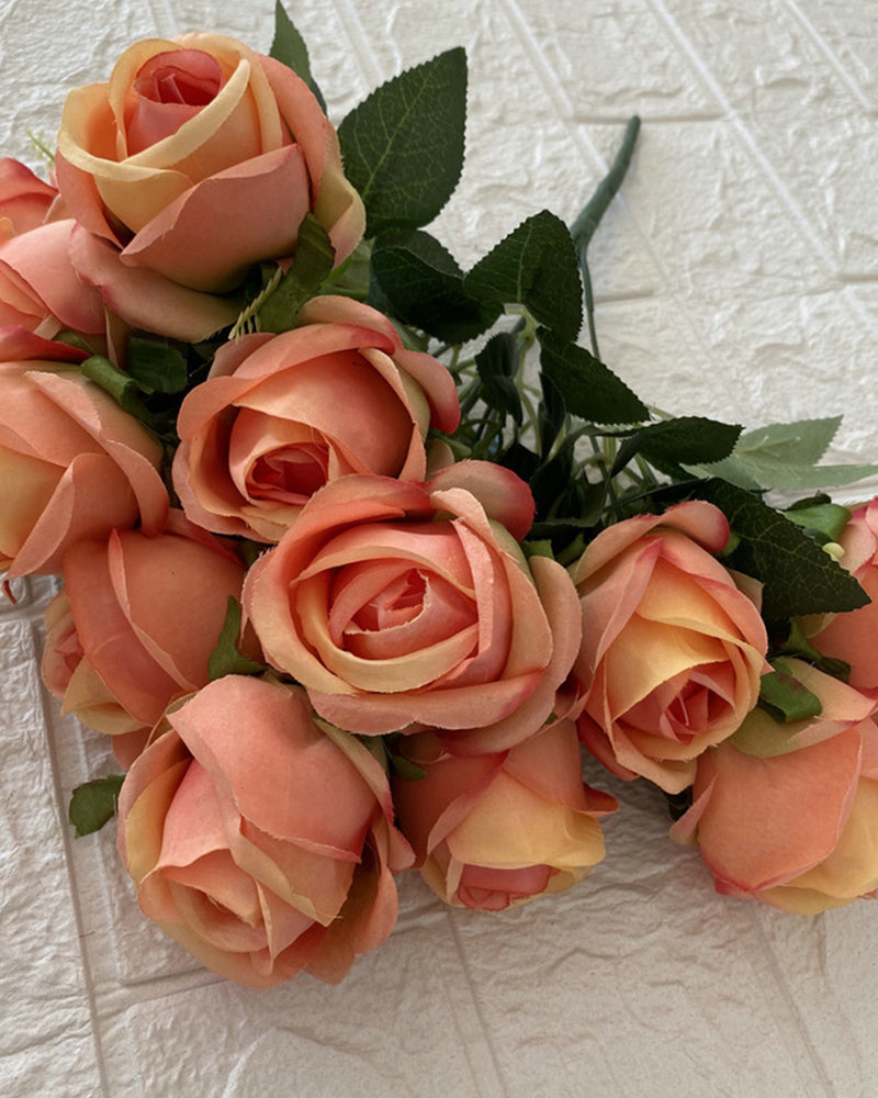 7Pcs 12 Köpfe Künstliche Rose Blumen Langen Stiel Hochzeit Bouquet Dekoration