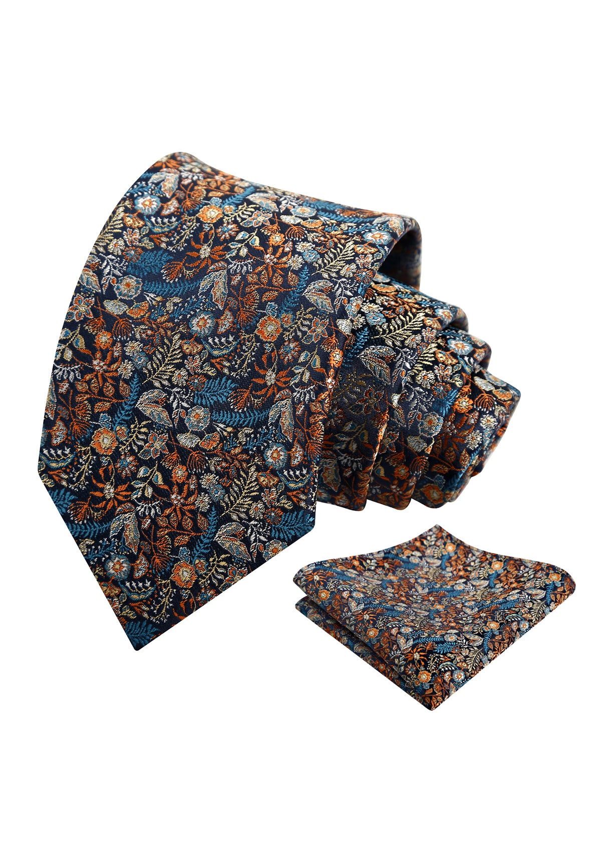 Mens Fresh Ditsy Floral Tie Set with Pocket Square for Spring Events-930