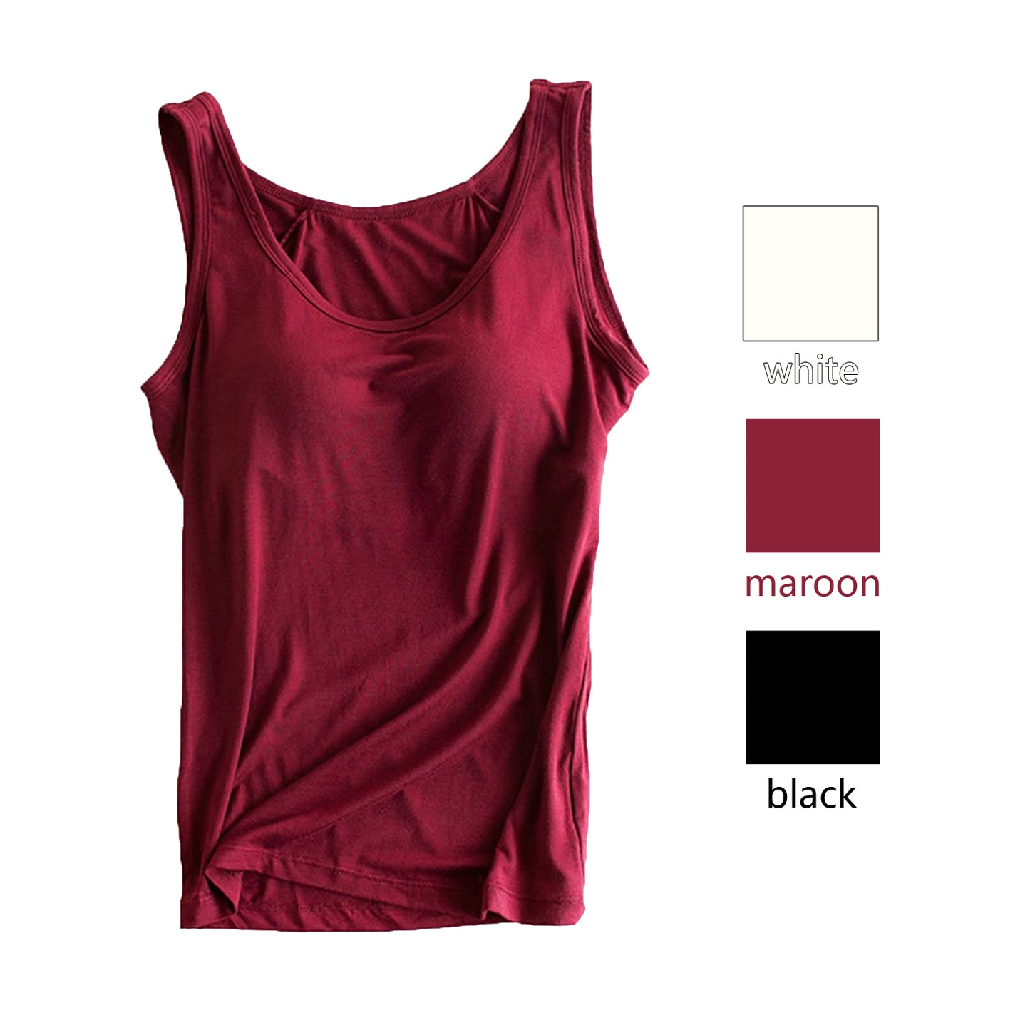 Emmalise Women's Camisole Built in Bra Wireless Fabric Support Short Cami,  Burgundy, Small : : Clothing, Shoes & Accessories
