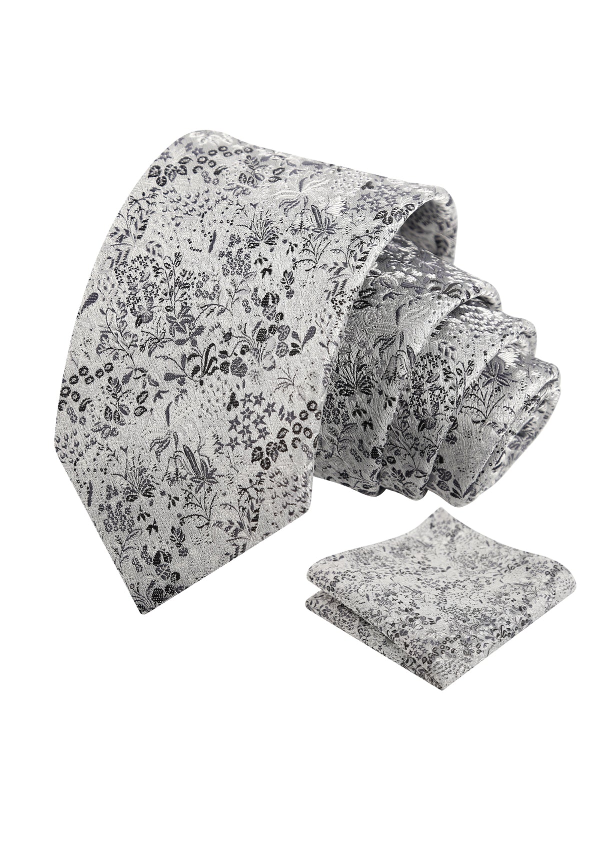 Mens Fresh Ditsy Floral Tie Set with Pocket Square for Spring Events-930