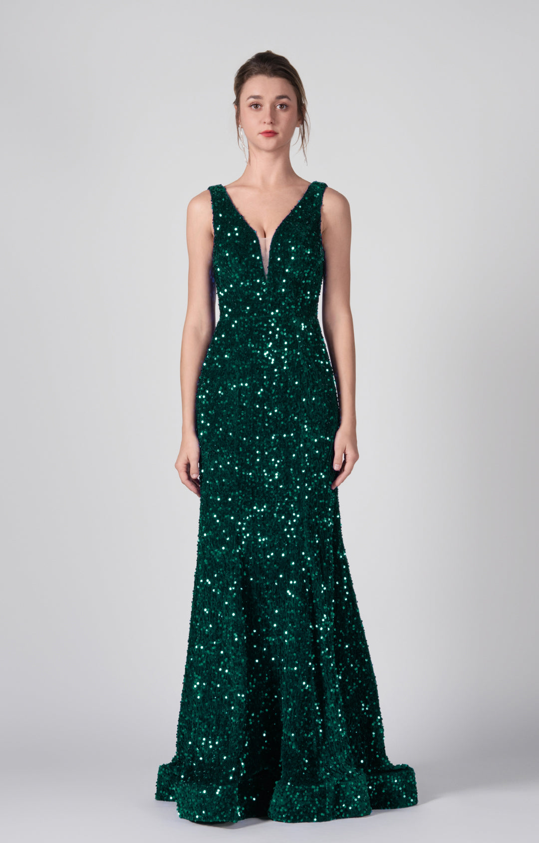 Deep V-Neck Sequin Wrap-Hip Mermaid Dresses