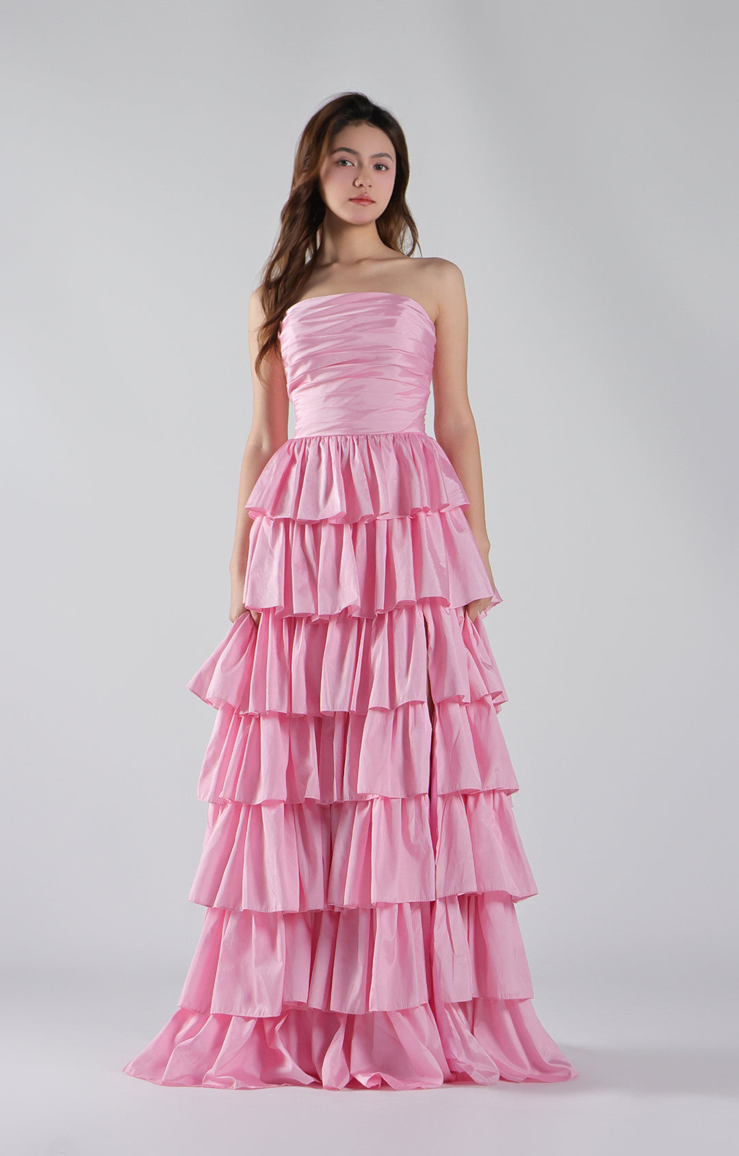 Strapless Bodice Multi-Tiered Hem Puffy Dresses