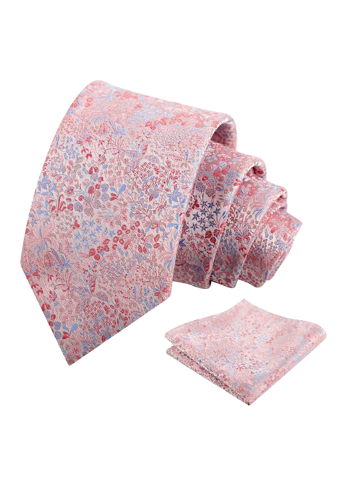 Mens Fresh Ditsy Floral Tie Set with Pocket Square for Spring Events-930