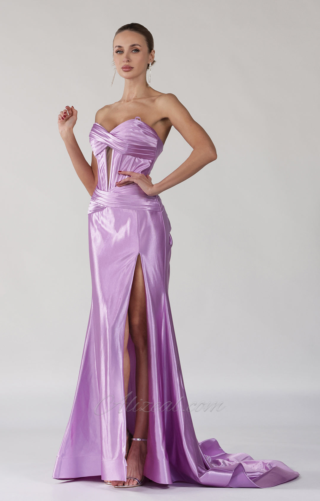 Strapless Sweetheart Collar Cutout High Split Mermaid Dress