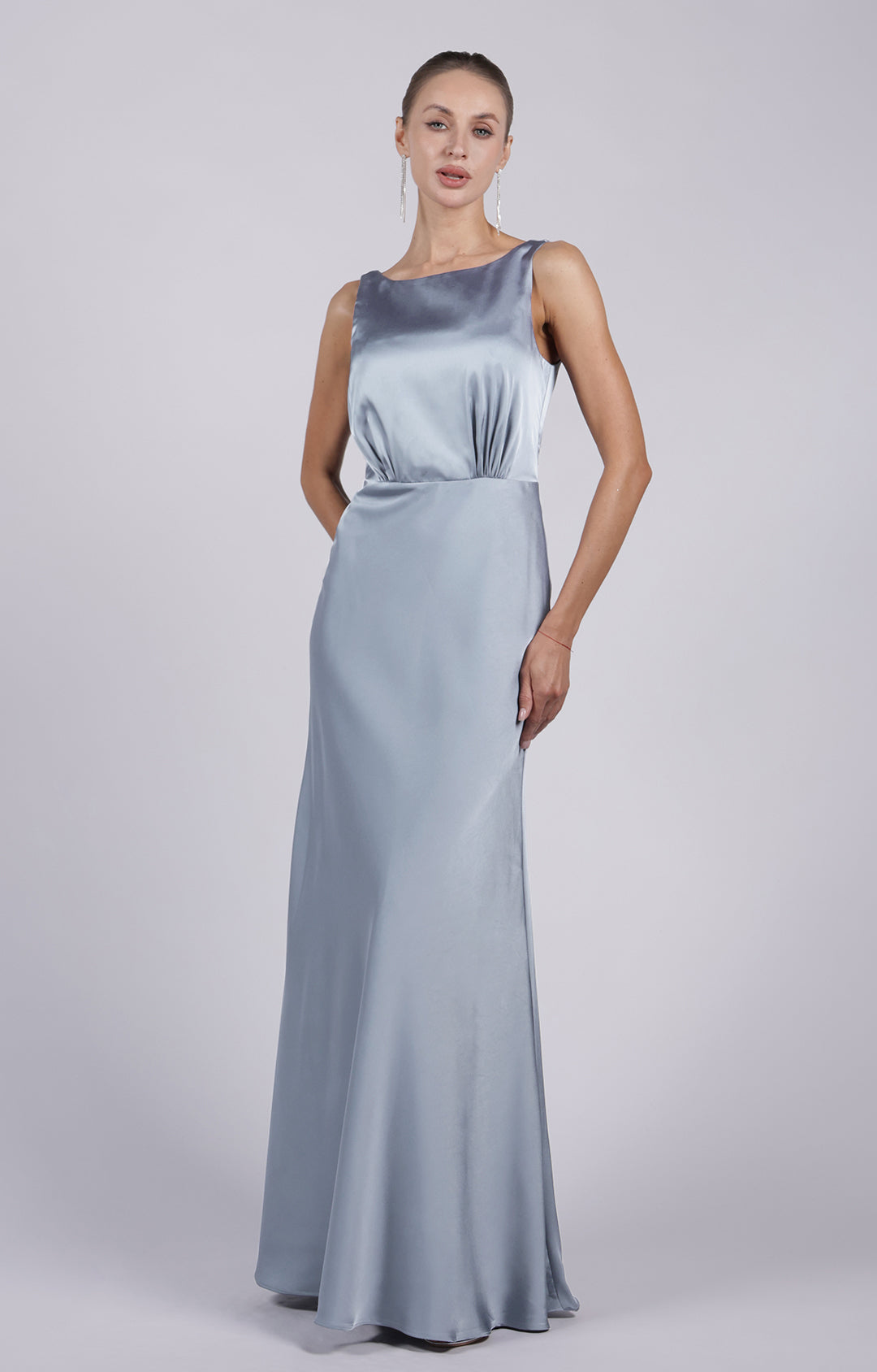 Elegant Sleeveless Square Neckline  Deep V-back Slim Dresses